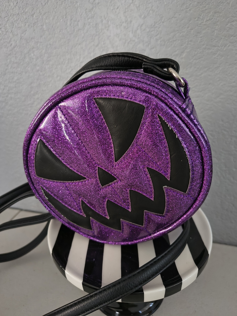 Pumpkin Kult Jack O Lantern Mini Crossbody Bag Purse Purple Halloween